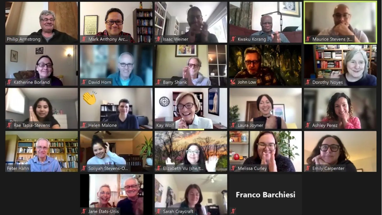 Virtual gathering of people on Zoom