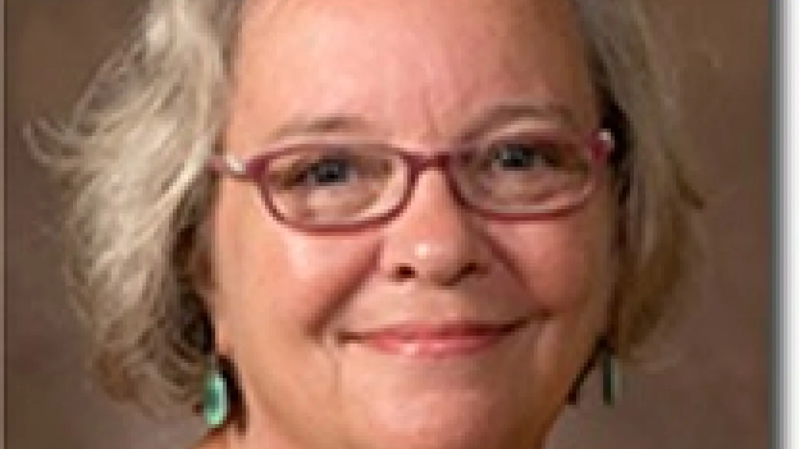 Sandra Garner wearing glasses