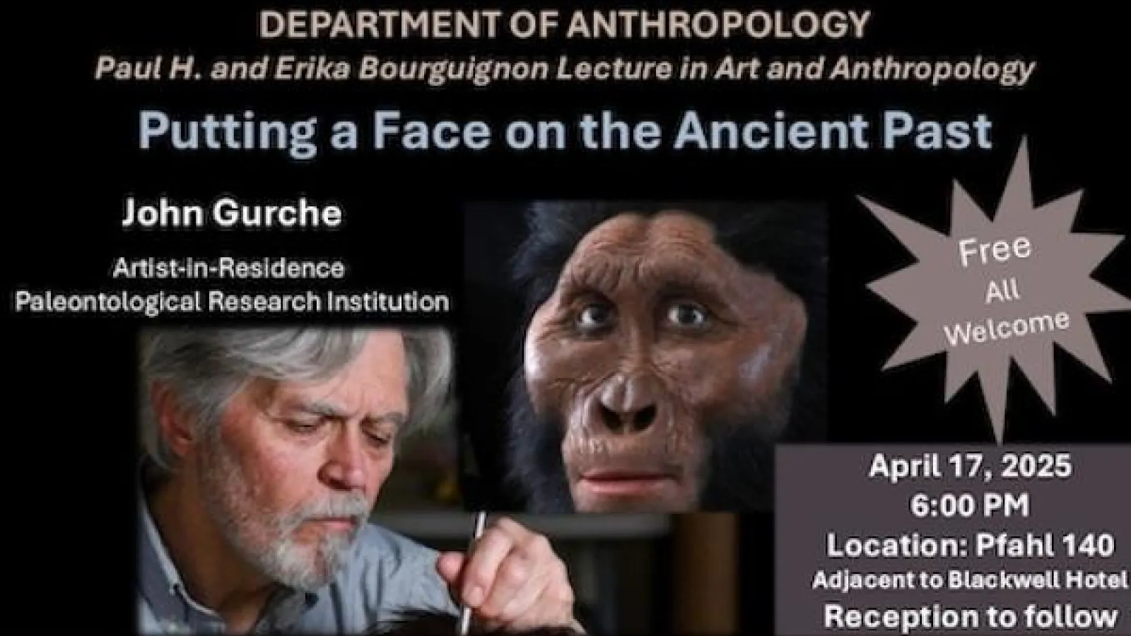 John Gurche with image of reconstructed face