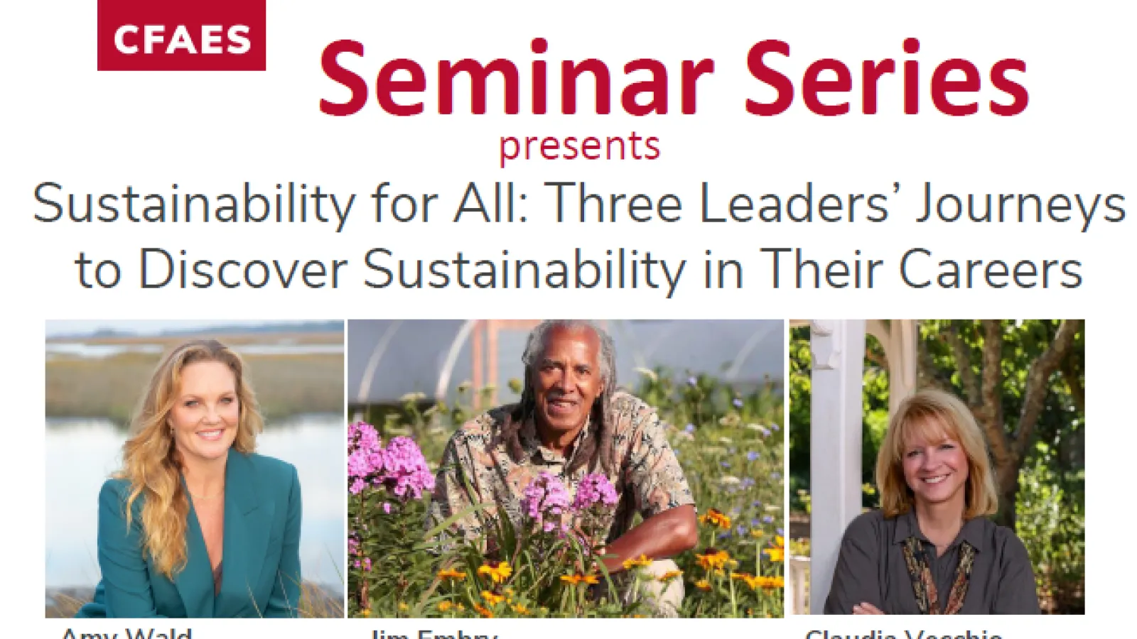 Seminar Series panelists Amy Wald, Jim Embry, and Claudia Vecchio