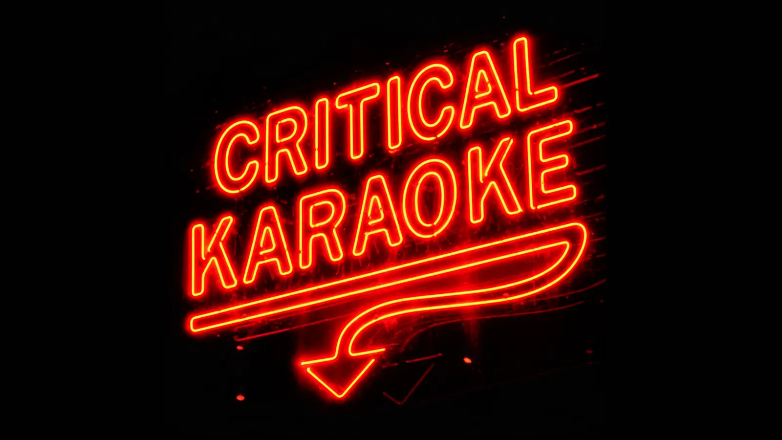 Neon sign that says "Critical Karaoke"