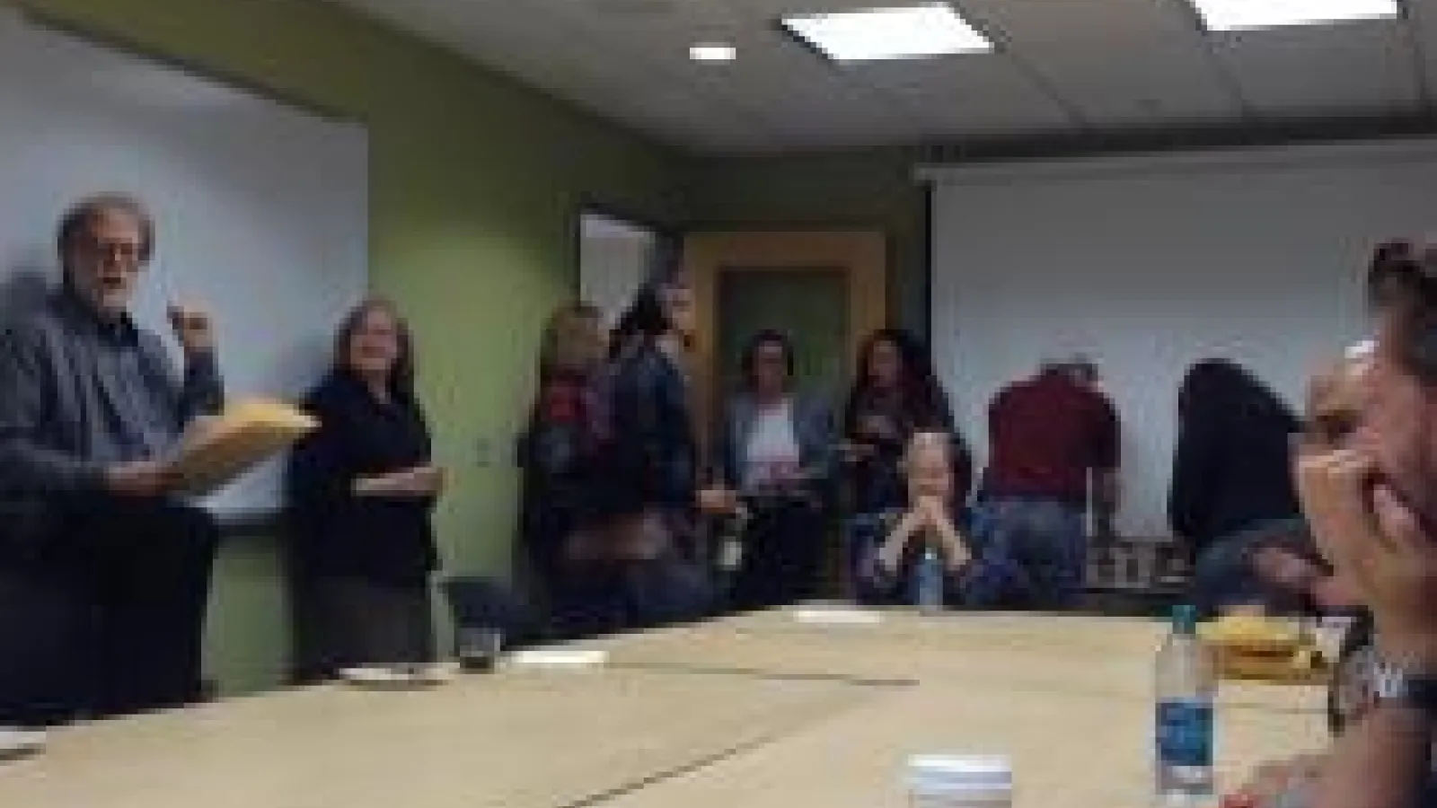 Barry Shank (far left) with faculty and graduate students in the seminar room