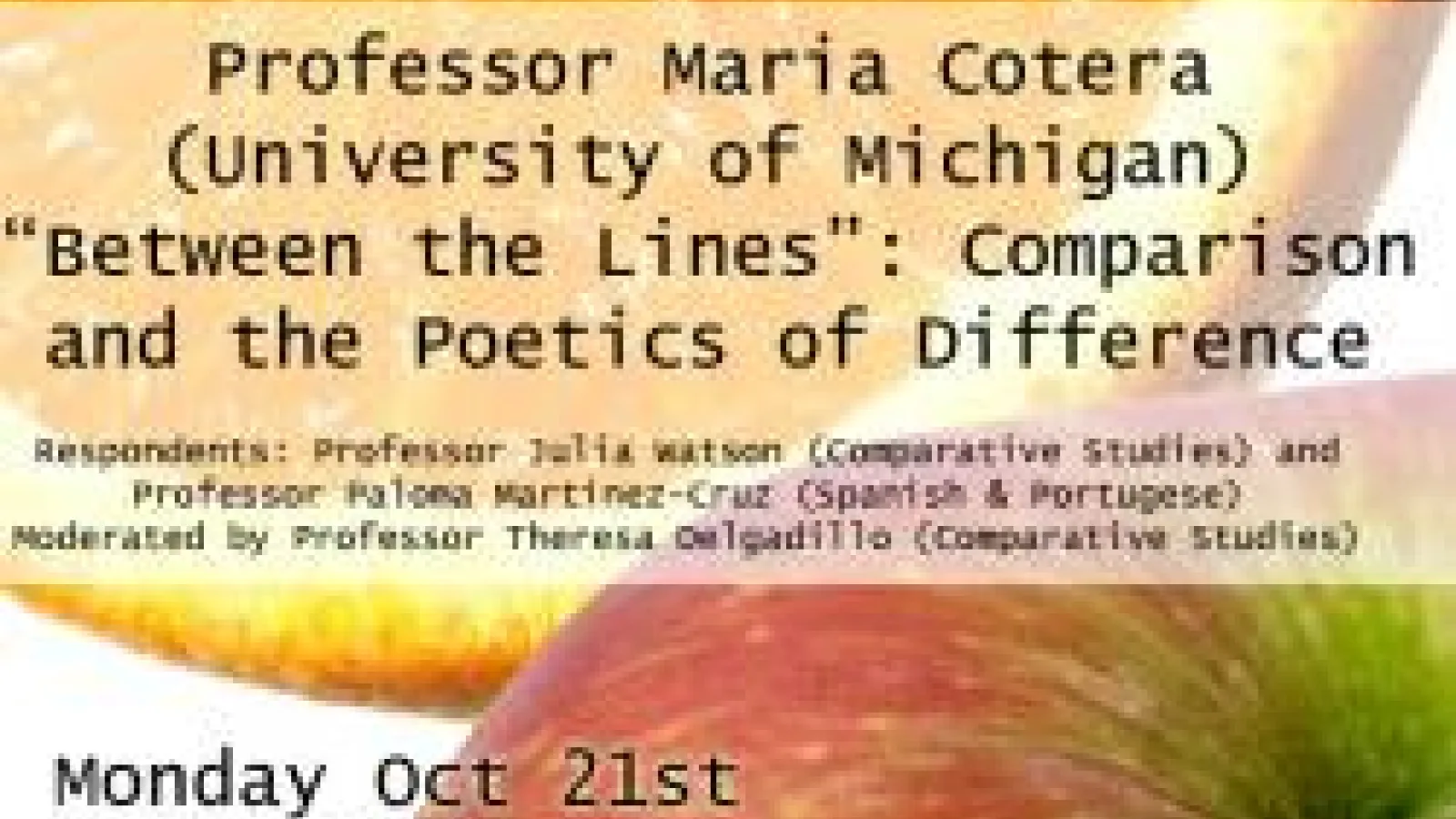 poster flyer for Professor Maria Cotera's talk