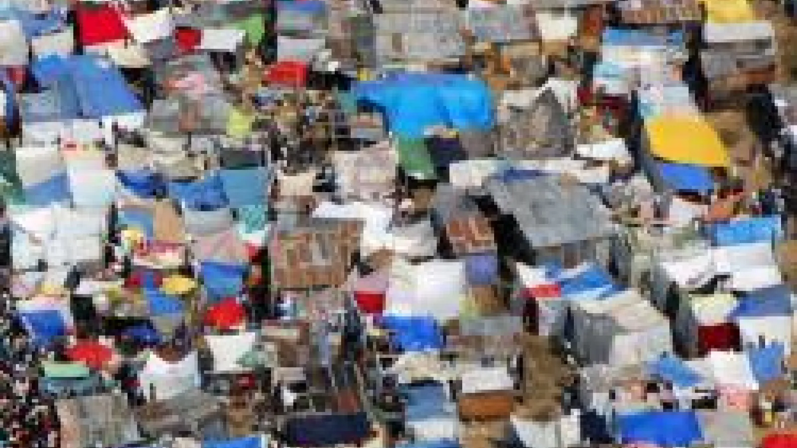 overhead image of a tent city in Haiti