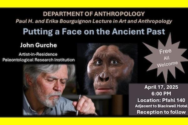 John Gurche with image of reconstructed face