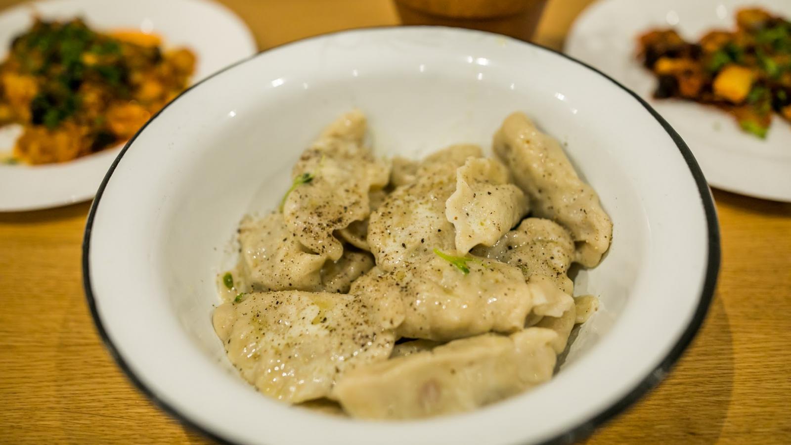 A bowl of pierogi